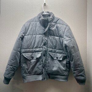 Banana Republic Winter Jacket Mens Large Gray Full Zip Puffer Coat gorpcore